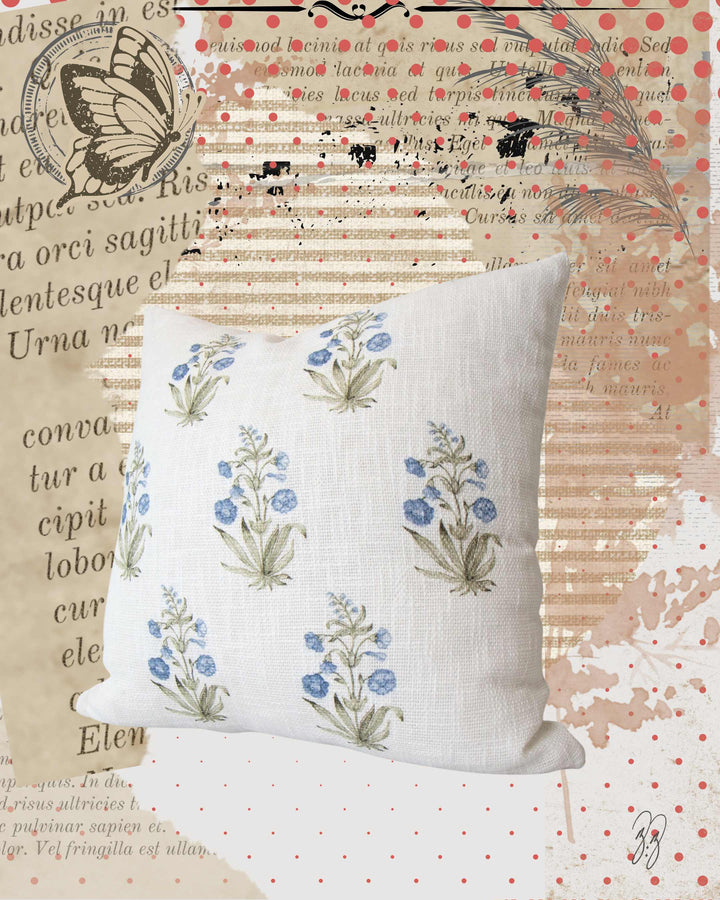 Floral Block Print Pillow Cover