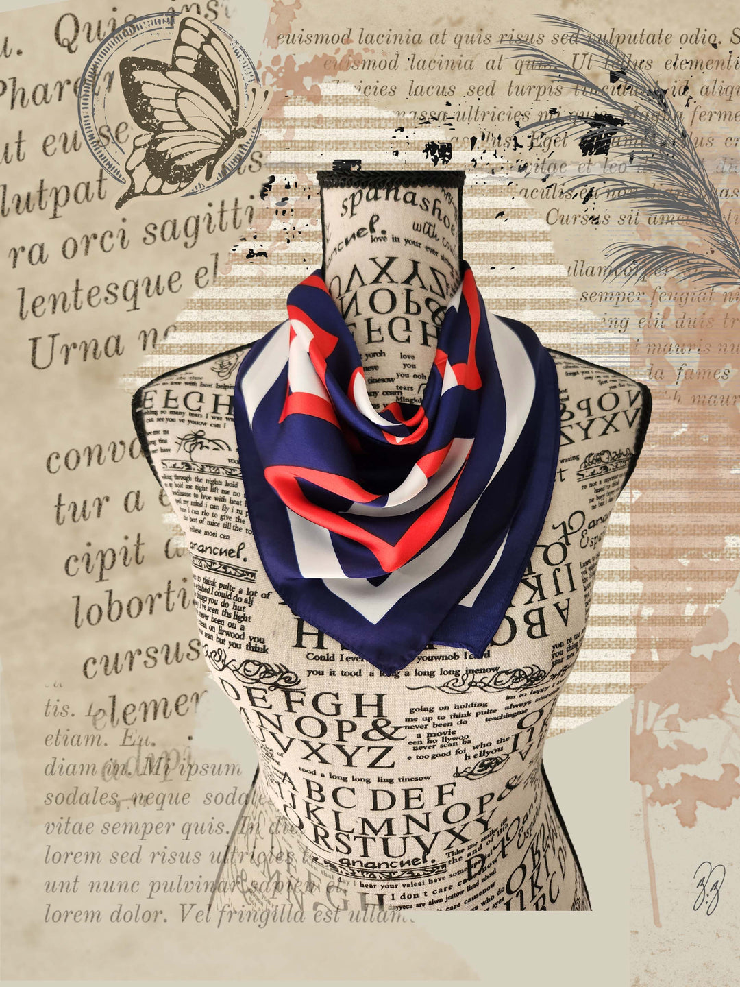 Gio satin scarf layered around neck in a classy way