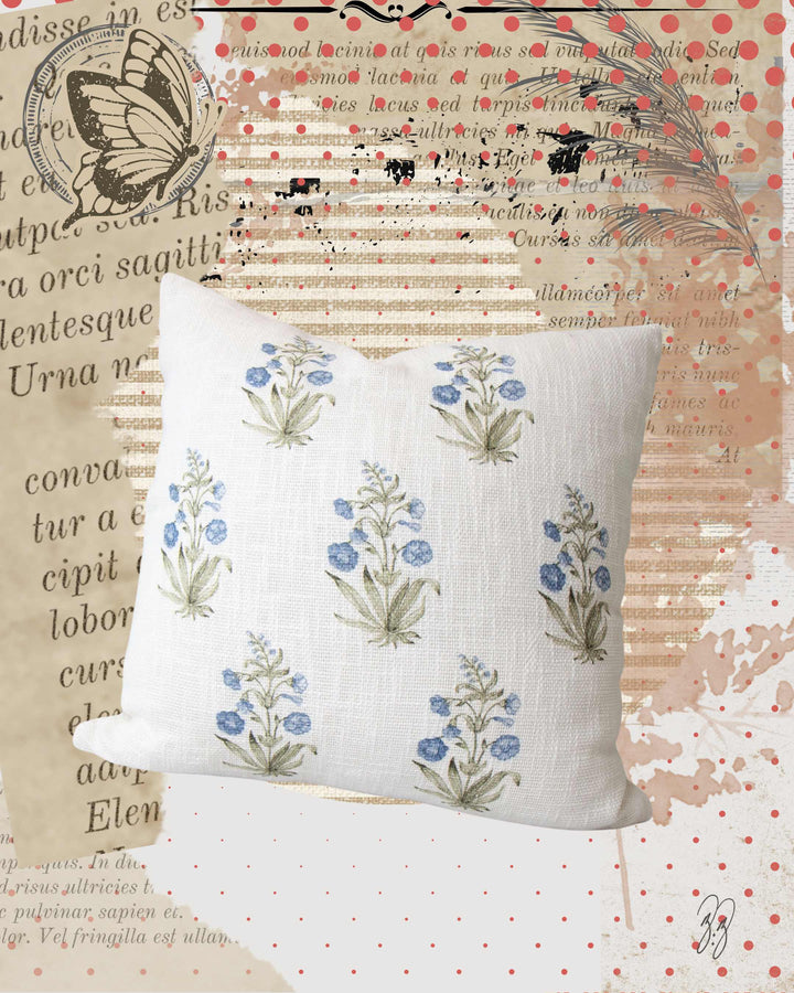Floral Block Print Pillow Cover