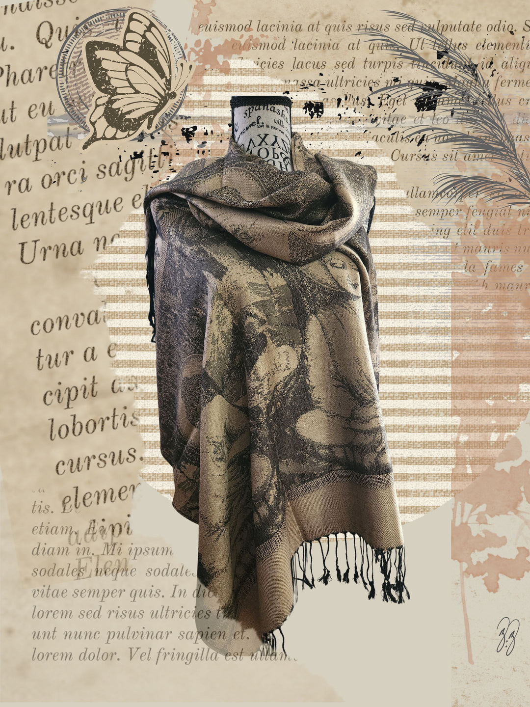 SHAWL COVERING MANNEQUIN WITH BUDDHA PRINT