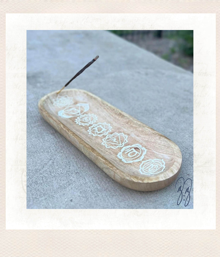 Wooden Chakra Incense Dish