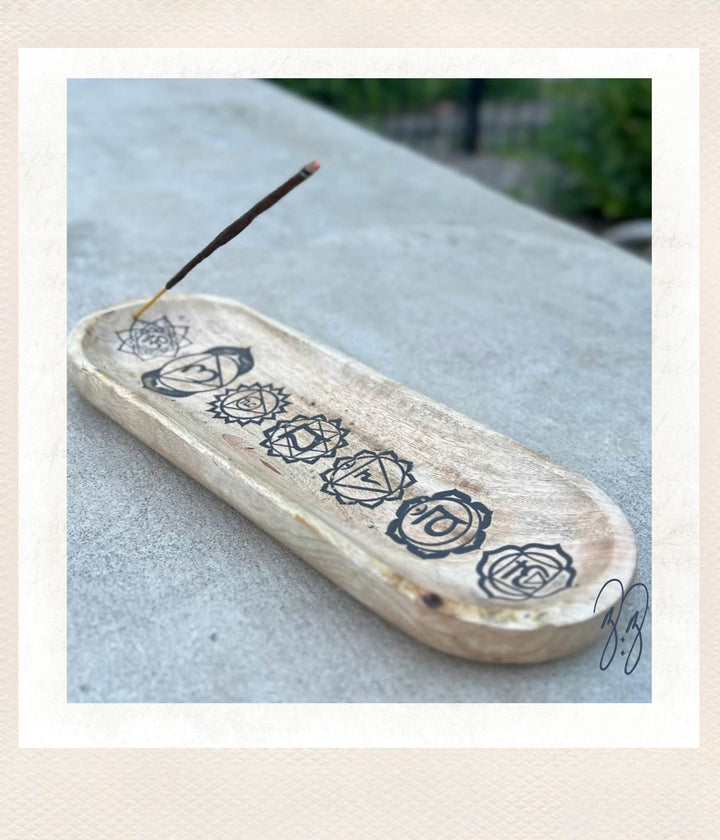 Wooden Chakra Incense Dish