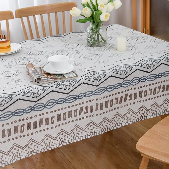 Boho Faux Linen Tablecloth