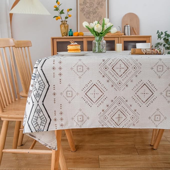 Boho Faux Linen Tablecloth