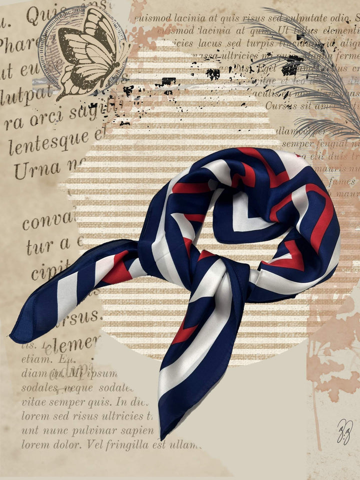 Satin Gio Scarf tied to be worn around the neck